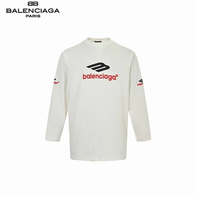Balenciaga 24Ss 3M long-sleeved shirt with embroidered front and back. Made with