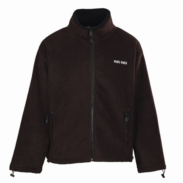 Miu Miu Mm Fleece Stand Collar Zip-Up Jacket Authentic product purchased for 188