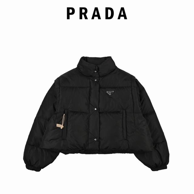 Women's Prada 24Ss Recycled Nylon Short-Cut Two-Way Down Jacket. This short-cut
