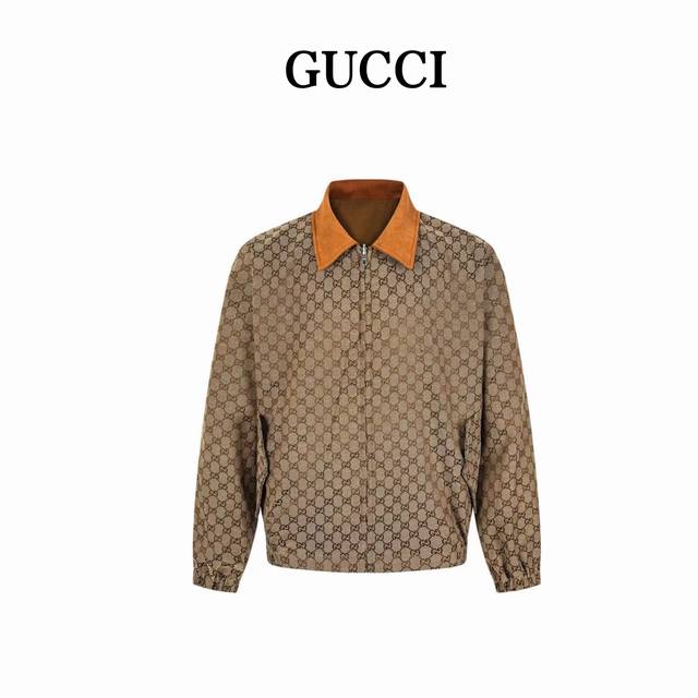 Gucci Solid Color Monogram Double-Sided GG Collar Jacket. Made with matching dou