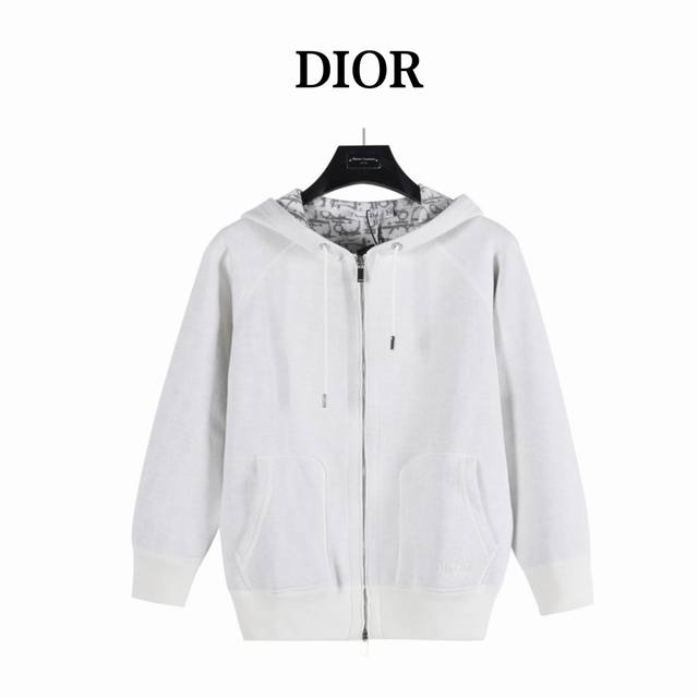 Dior 24Fw Monogram Jacquard Reversible Cashmere Zip-Up Jacket. The fabric is an