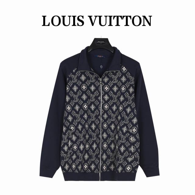 Louis Vuitton monogram patchwork tracksuit jacket with stand-up collar. The clas