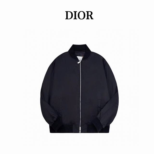 Dior embroidered lettering on the back, cotton-padded bomber jacket. Made with c