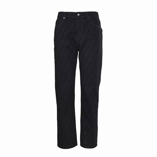 Fendi Fd All-over Print Ff Denim Pants Set Custom Elegant Black Dense Woven Deni