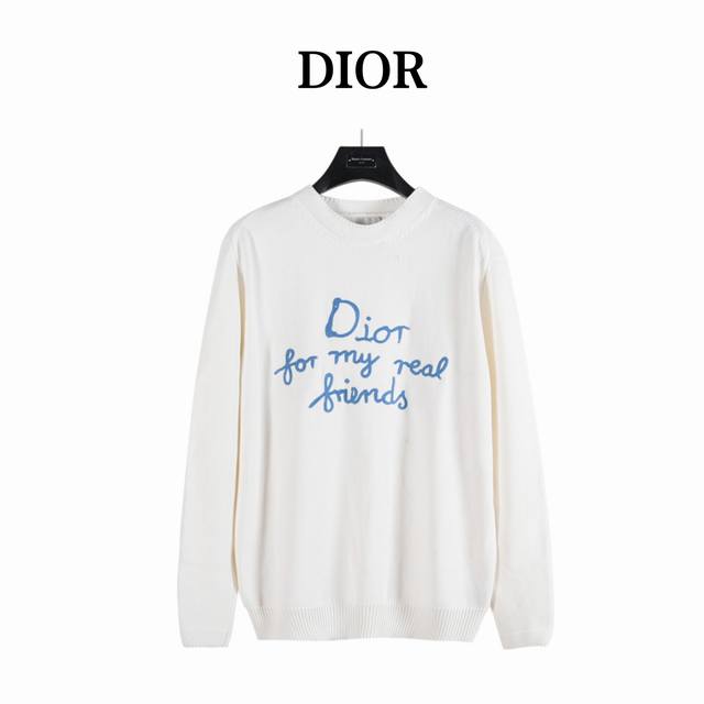 Dior Cd25Ss New Signature Letter Embroidered Knit Pullover Crew Neck Sweater. Di