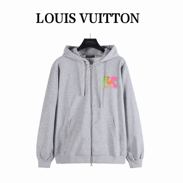 Louis Vuitton official website style iridescent embroidered zip-up hooded jacket