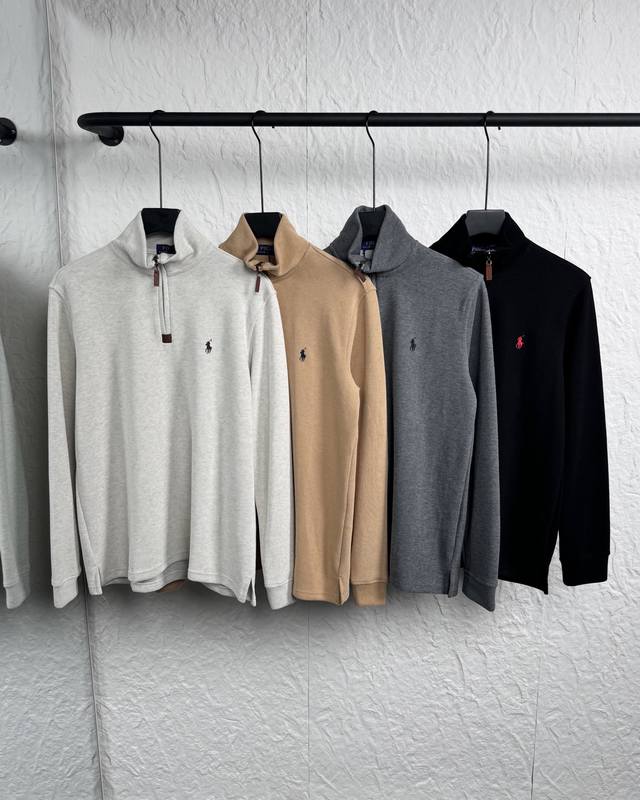 Ralph Lauren Embroidered Pony Logo Half-Zip High Neck Long Sleeve Knit Sweatshir