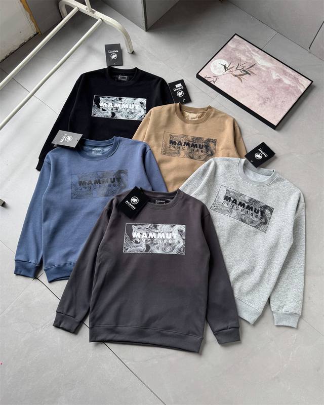 Silver Fox Fleece# Mammoth Autumn/Winter New Crew Neck Fleece Sweatshirt High-gr