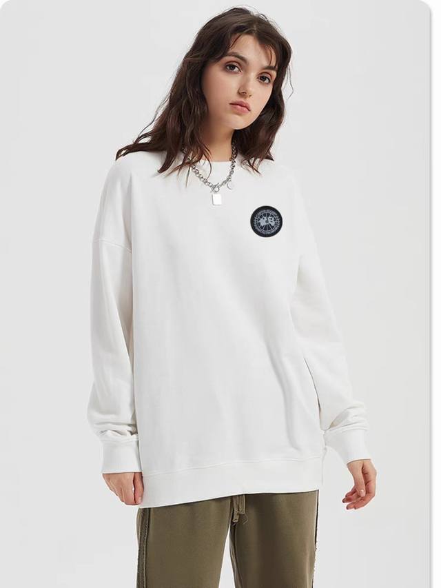 Canada Goose Classic 100% Cotton Fleece-Lined Casual Couple Crew Neck Pullover S