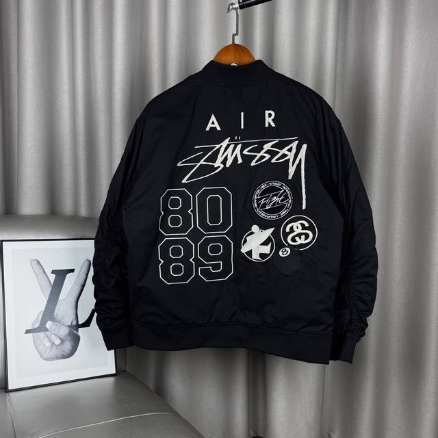 Exclusive premium Stussy x Nike reversible quilted flight jacket with embroidere