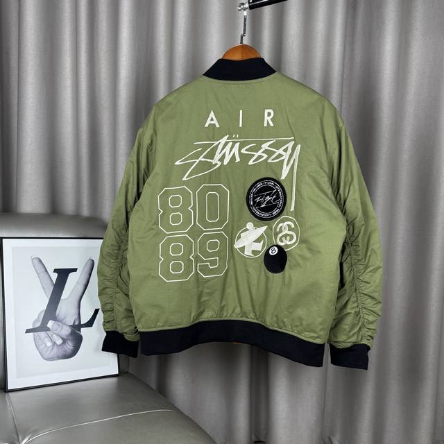 Exclusive premium Stussy x Nike reversible quilted flight jacket with embroidere