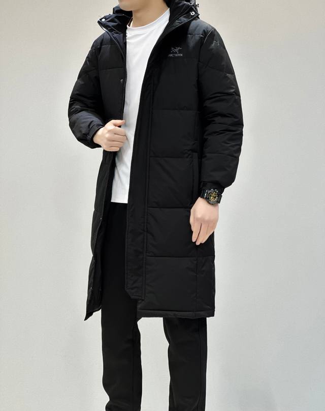 Black Arc'teryx Couple Hooded Long Down Jacket - Hot Selling Item Now Available!