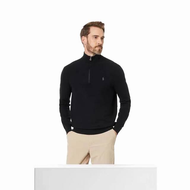 1:1 High-Quality Polo Ralph Lauren Men's Classic Quarter Zipper Knit Sweater, Ne