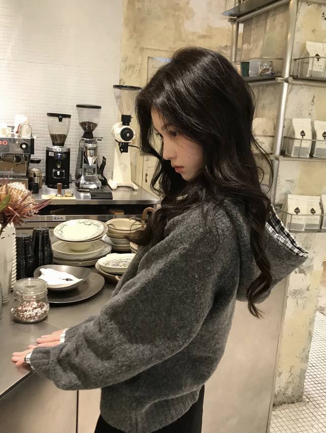 High-end couture bestseller Burberry Korean style relaxed plaid patchwork hooded