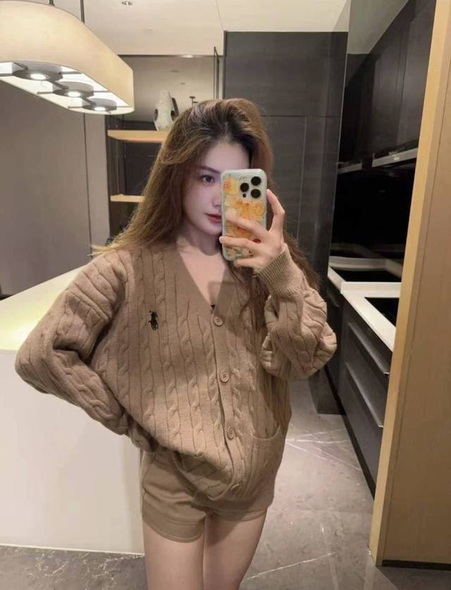 High-end popular Polo Ralph Lauren preppy style pony embroidered cable knit card