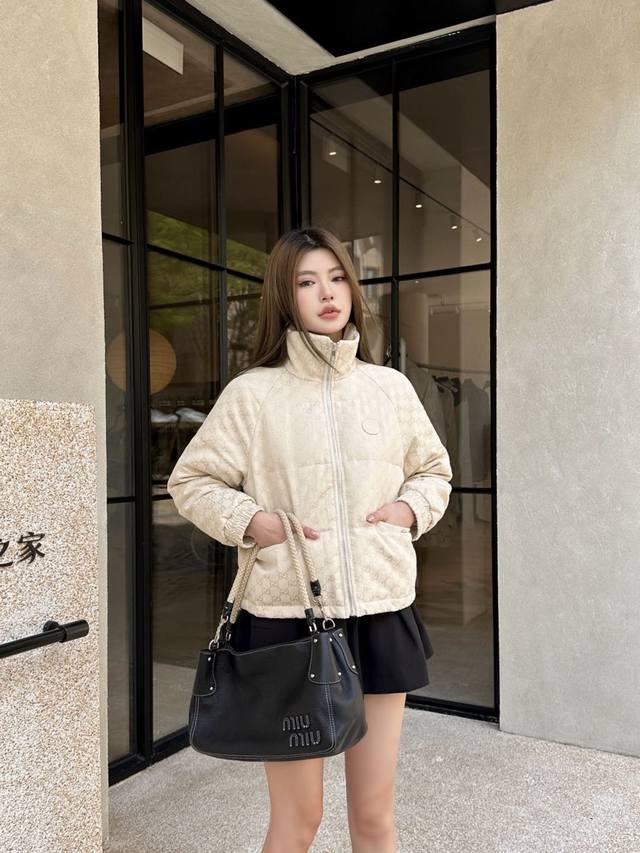 Gucci* Stand Collar Down Jacket, Double G Jacquard Fabric, Filled with Duck Down