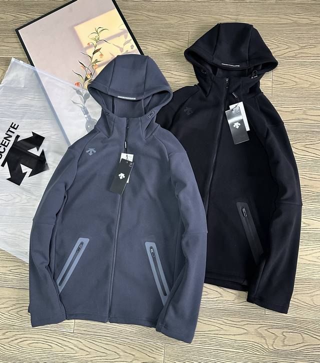 Descente High-Quality Two-Color Winter Fleece-Lined Outdoor Warm Hooded Cardigan