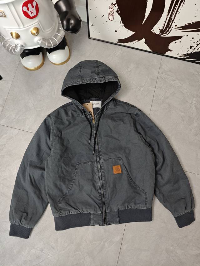 Carhartt J130 Mos American Retro Distressed Washed Hooded Cotton Jacket, Thick C