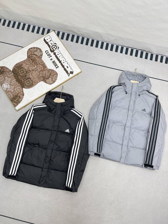 Adidas Winter Down Jacket, 600 Fill Power, Classic Three Stripes Webbing, Oversi