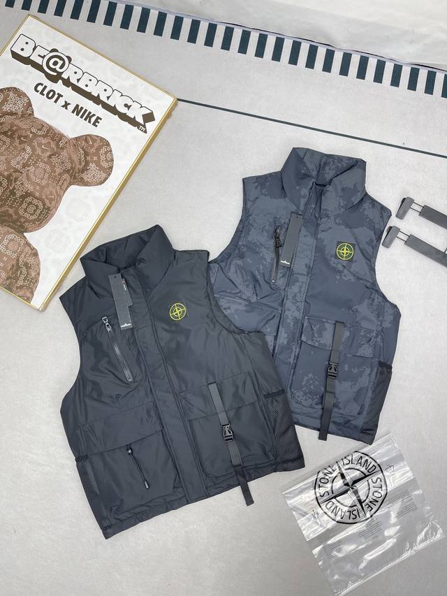 Stone Island Winter New Medal Pocket Tactical Down Cotton Vest Outdoor Functiona