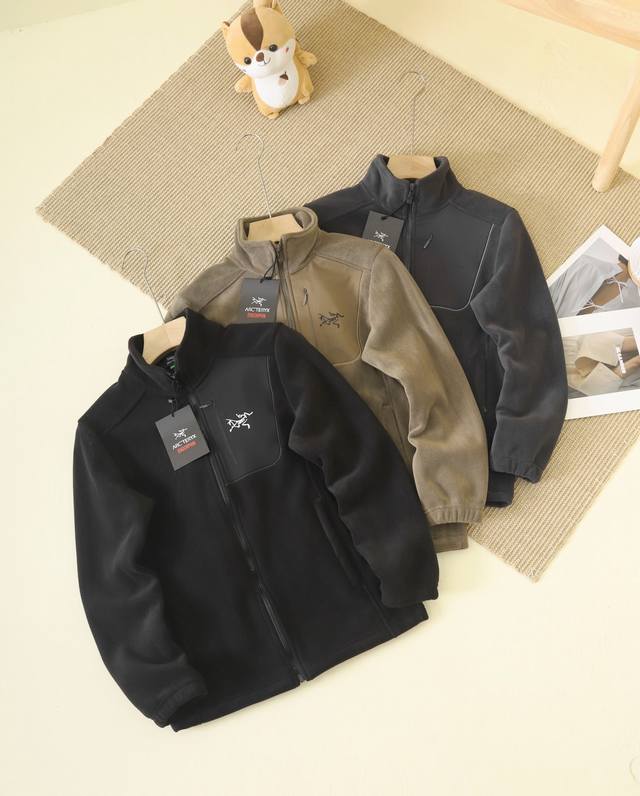 Arc'Teryx Men's Fleece Jacket with Stand Collar, Thickened Fleece, Loose Cardiga