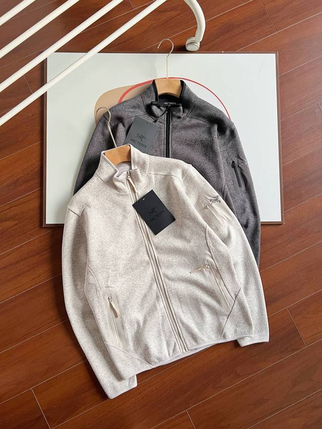 Arcteryx Covert Solid Color Zipper Stand Collar Fleece Long Sleeve Couple Jacket