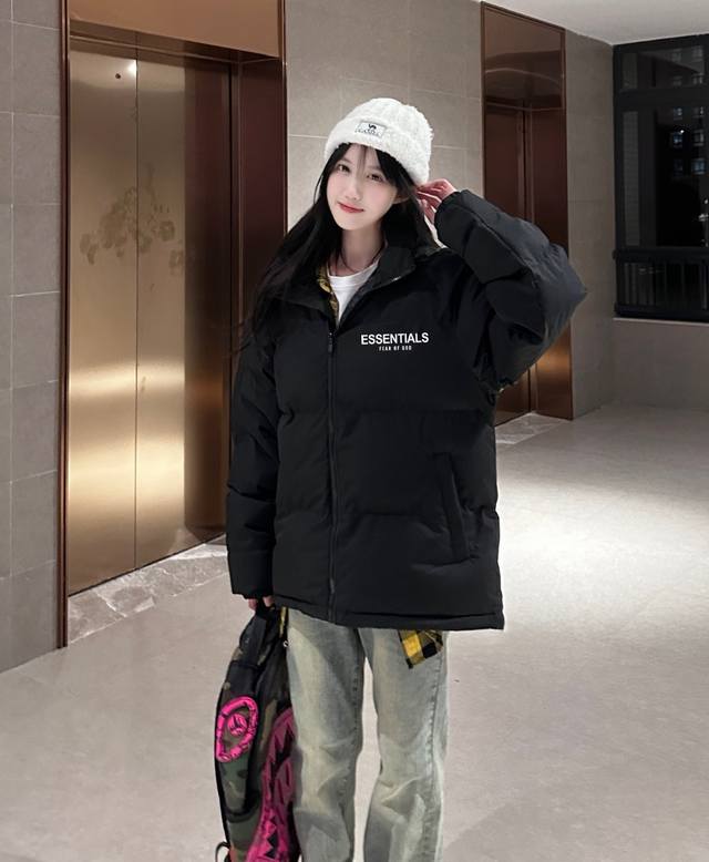 Fog Essentials Loose-fitting Cotton-padded Jacket with Stand Collar High-quality