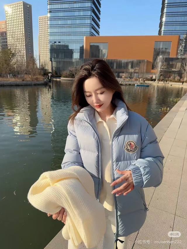 New Arrival: Moncle* Citala Series Down Jacket with Logo Patch Stand Collar, Mat