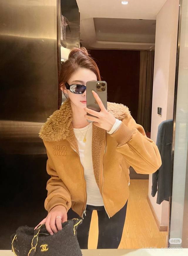 New Arrival! Miumiu Merald Color Embroidered Collar Suede Jacket! Original Tag!