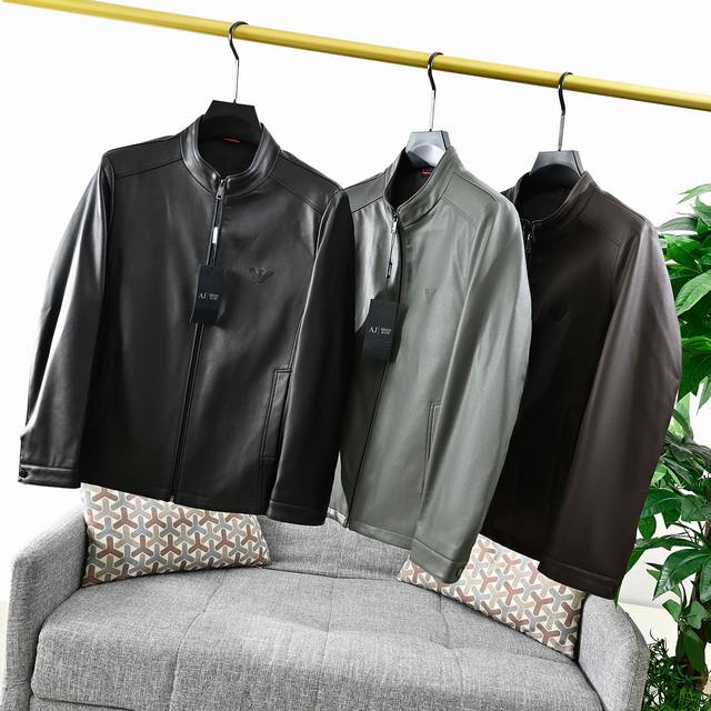 New Arrival, Order Number: 7777# Armani 25S Autumn New Business Stand Collar Lea