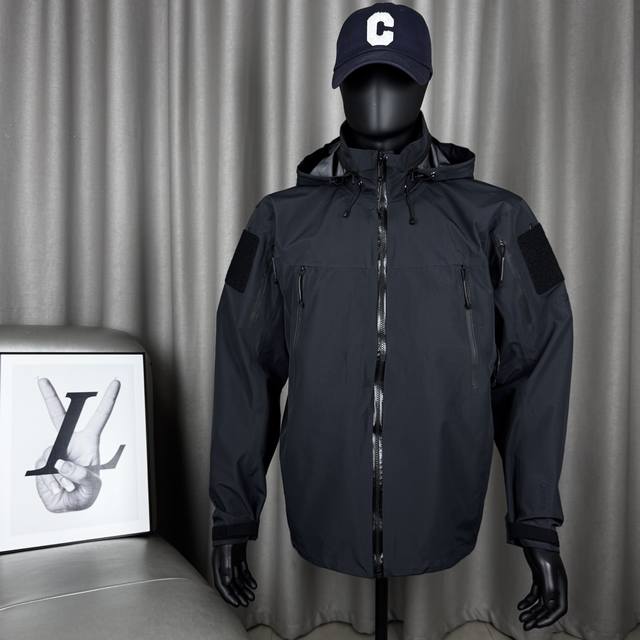 Exclusive Black Arc'teryx Alpha Leaf Jacket Gen2 Breathable Solid Color High-Nec