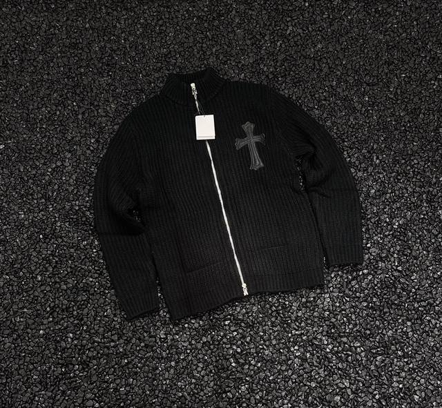 Chrome Hearts Wool 925 Sterling Silver Zipper Lambskin Wool Cardigan (Ddd) Core