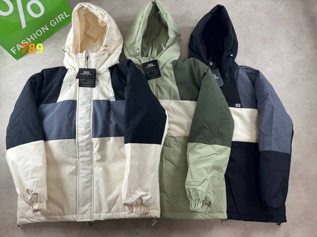 Kolon Sport Unisex Couple Workwear Down Cotton Jacket Color Block Warm Cotton Co