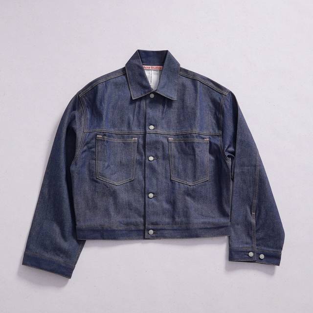 Acne Studios Pointed Collar Drop-Shoulder Denim Jacket (Ddd) A raw denim jacket