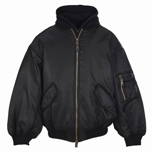 Balenciaga Blcg Bomber Double-Layer Hooded Cotton Jacket. Outer layer: nylon; co