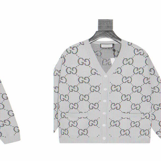Gucci Logo Jacquard Cardigan Knit Sweater This is a knit cardigan from the Itali