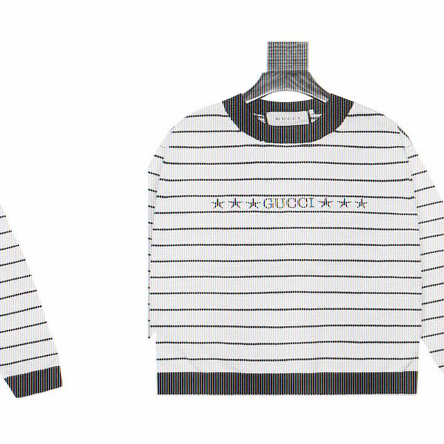 Gucci Logo Jacquard Crew Neck Knit Sweater This sweater from the Italian luxury