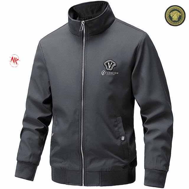 Versace Windproof Stand Collar Jacket (Ddd) The fabric utilizes jacquard weaving