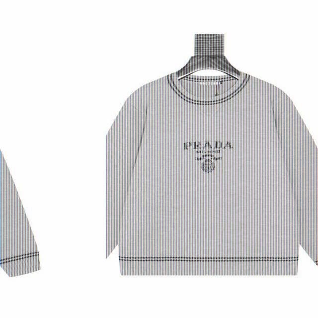 Prada Jacquard Logo Crew Neck Knit Sweater Brand Logo Design: The brand name "Pr