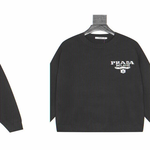 Prada Jacquard Logo Crew Neck Knit Sweater Brand Logo Design: The brand name "Pr