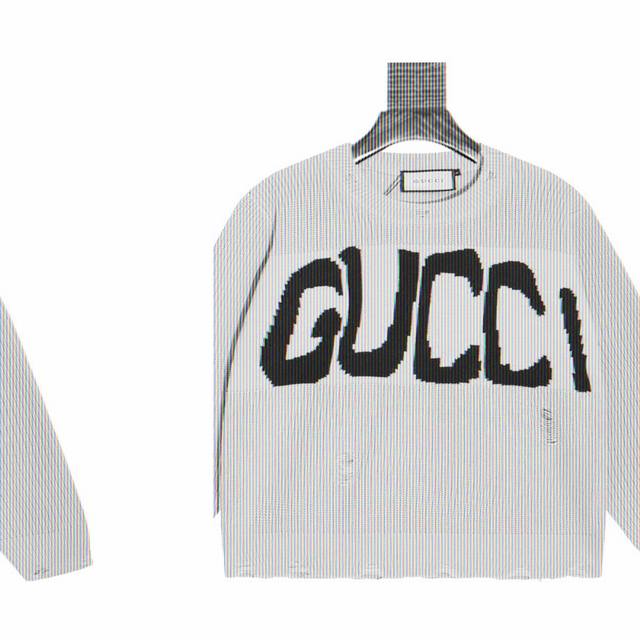 Gucci x Balenciaga Co-branded Crew Neck Knit Sweater with Distressed Design. Bra