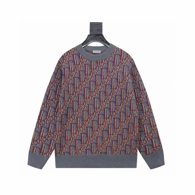 Dior All-over Logo Crew Neck Jacquard Knit Sweater 1. Logo Elements: Covered ent