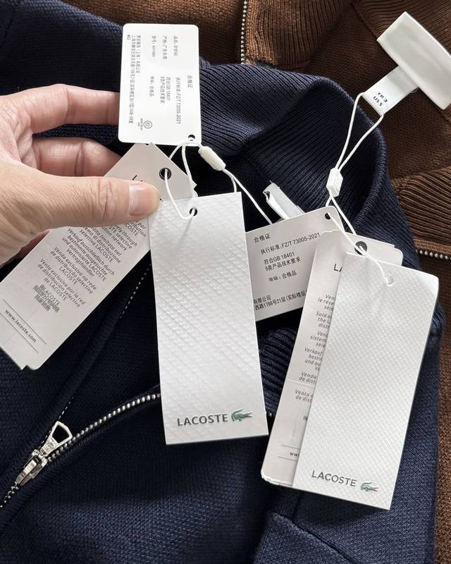 Detailed photos 1:1 High-quality Lacoste men's classic quarter-zip knit sweater,