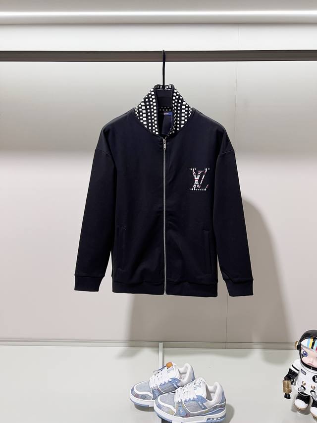 Louis Vuitton Suit Custom Fabric Jacket Checkered Stand Collar with Colorful Emb