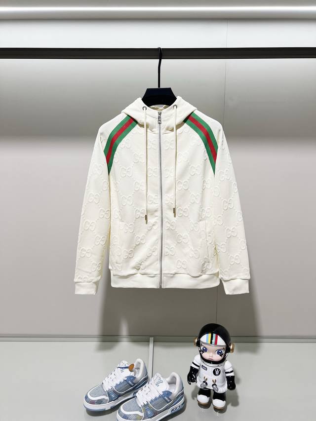 Gucci Custom Fabric Zipper Hooded Jacket Set (Ddd) Red and green webbing patchwo