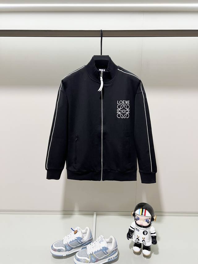 Loewe Custom Fabric Zipper Jacket Set, embroidered logo, hand and sleeve webbing