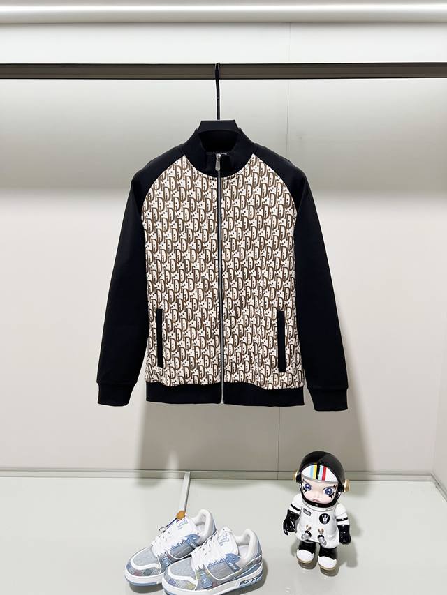 Dior Custom Fabric Zipper Jacket Suit Color Blocking Monogram Logo All-over Prin