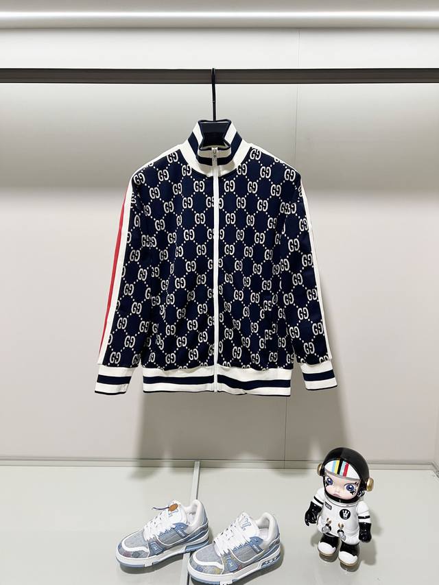 Gucci Custom Fabric Suit Zipper Stand Collar Jacket Classic Gg All-over Jacquard