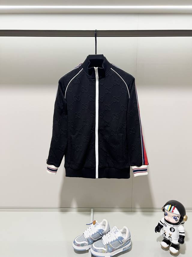 Gucci Custom Fabric Suit Zipper Stand Collar Jacket All-over Gg Logo Print with