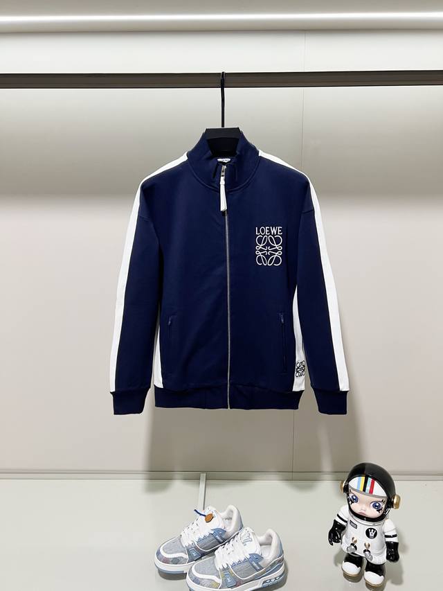 Loewe Custom Fabric Suit Zippered Stand Collar Jacket Color-blocked design with